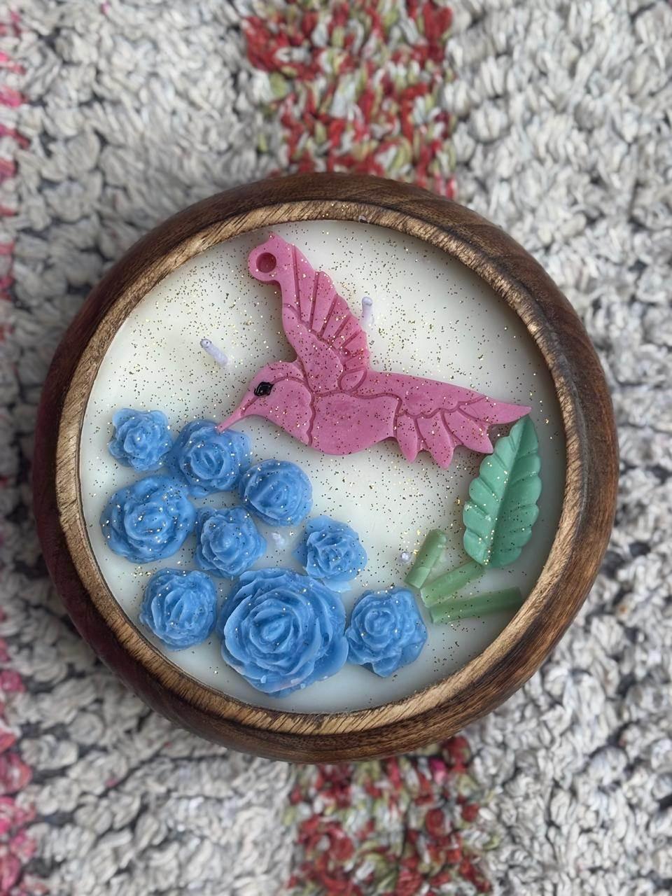 Round Wooden Bowl Candle