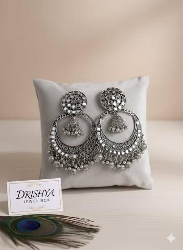 Mirror oxidised earrings