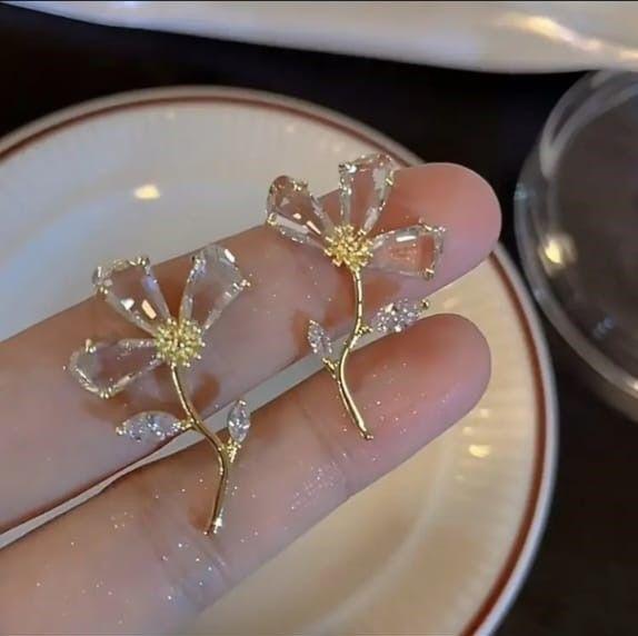 Crystal Bloom – Floral Stud Earrings