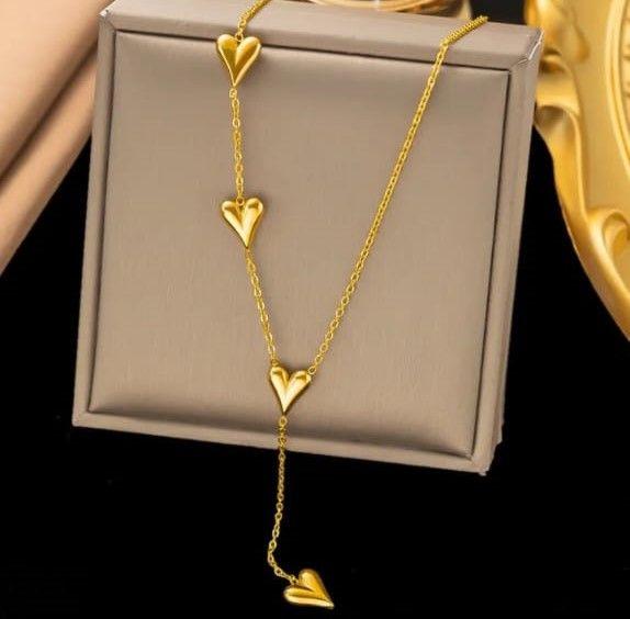 Cascading Heart Lariat Necklace