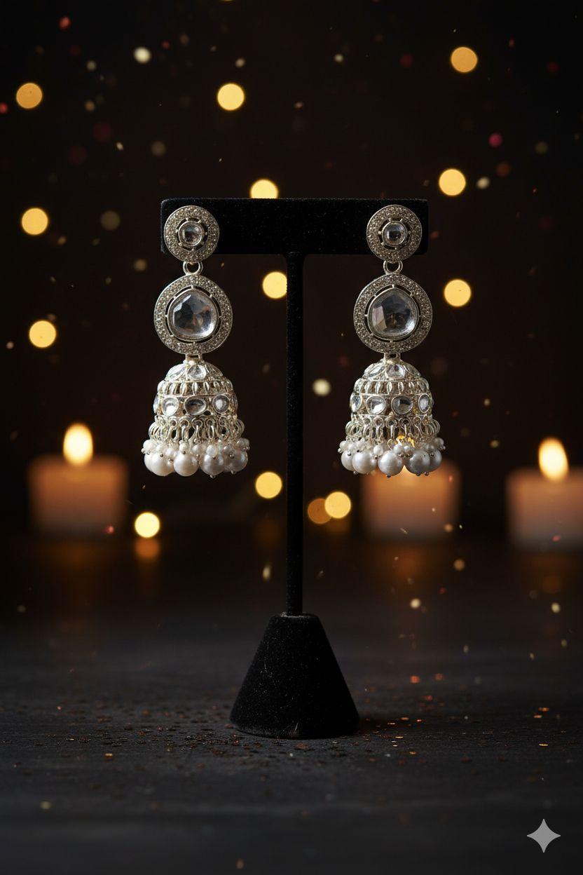 Kundan pearl earrings